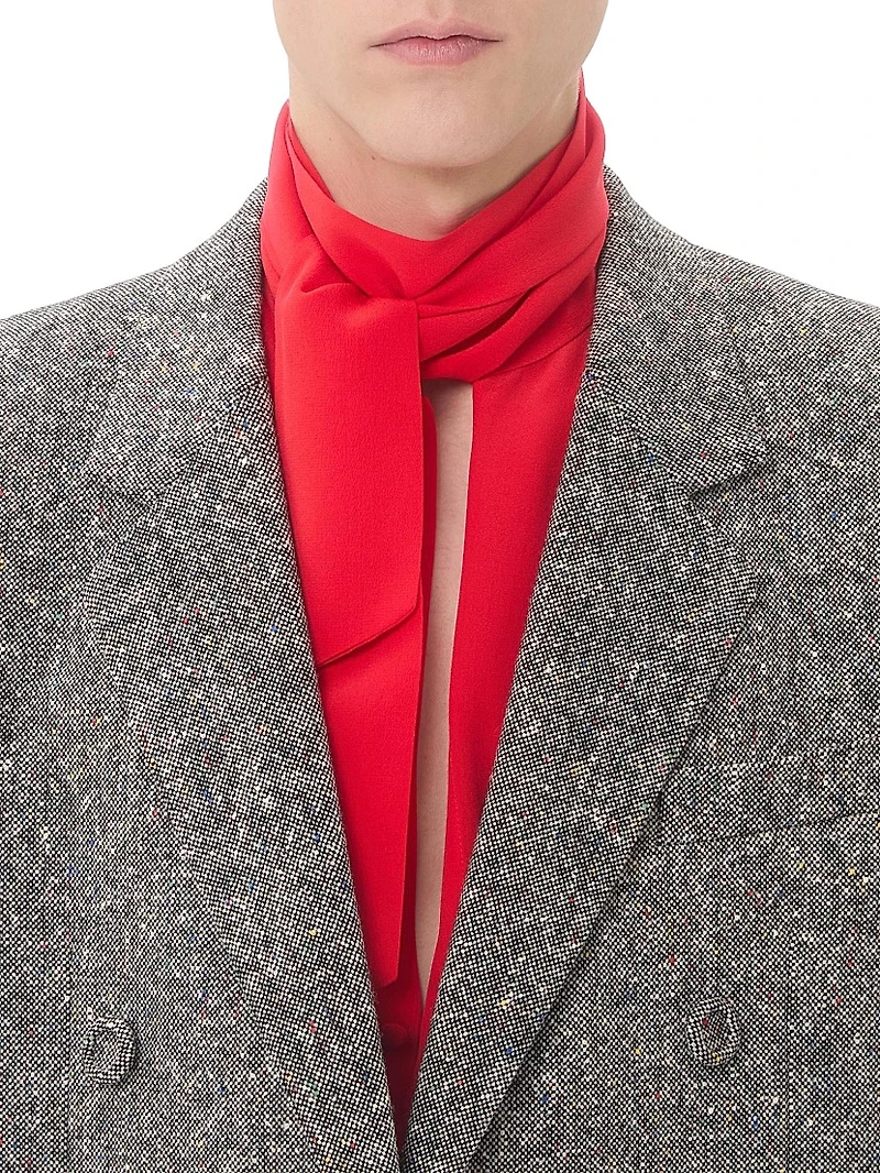 Crepe De Chine Silk Shirt with Scarf Collar