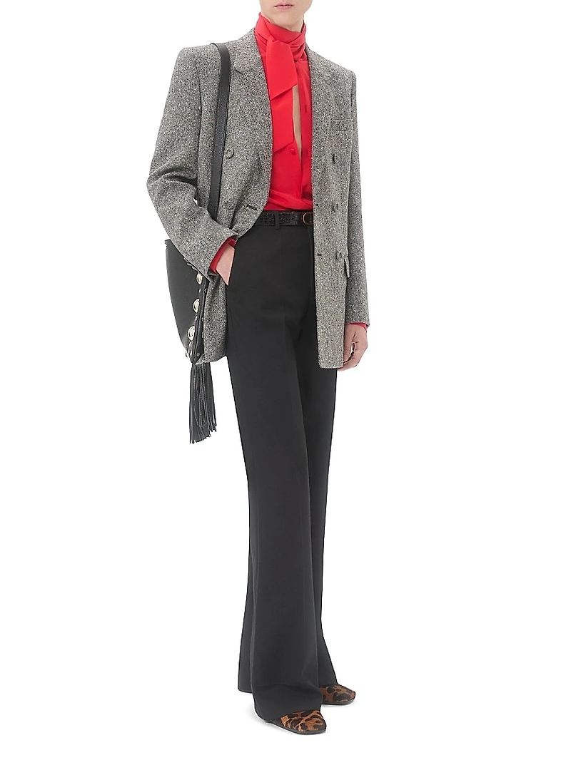 Crepe De Chine Silk Shirt with Scarf Collar