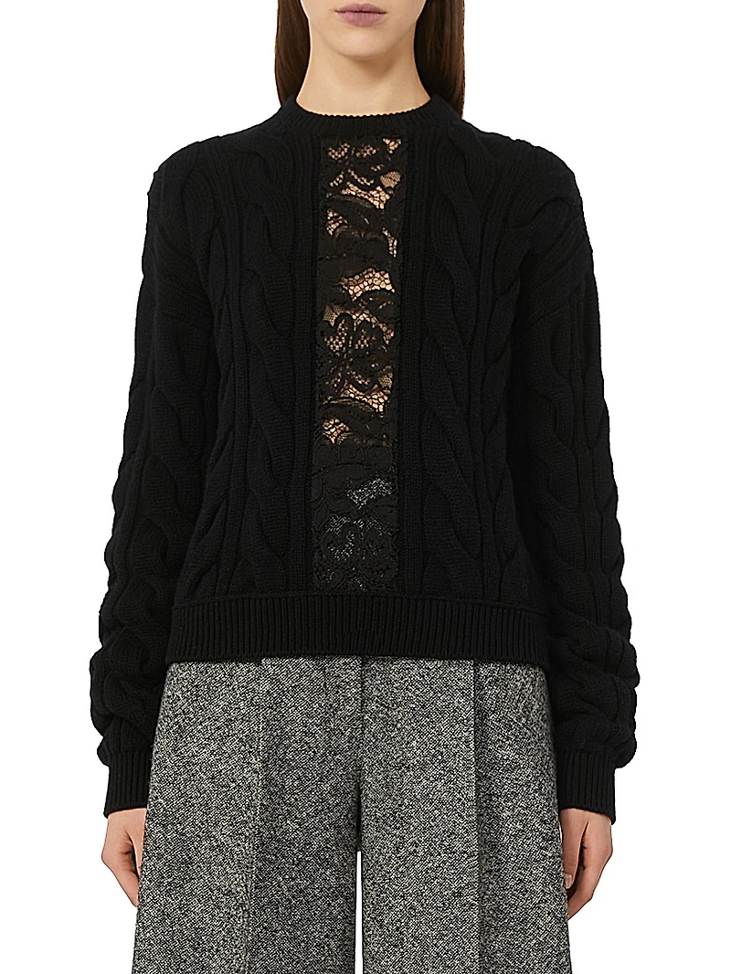 Wool and Cashmere Jumper with Lace