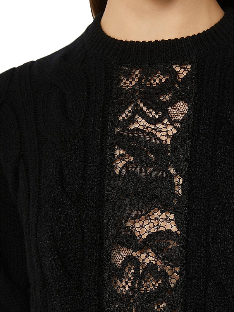 Wool and Cashmere Jumper with Lace