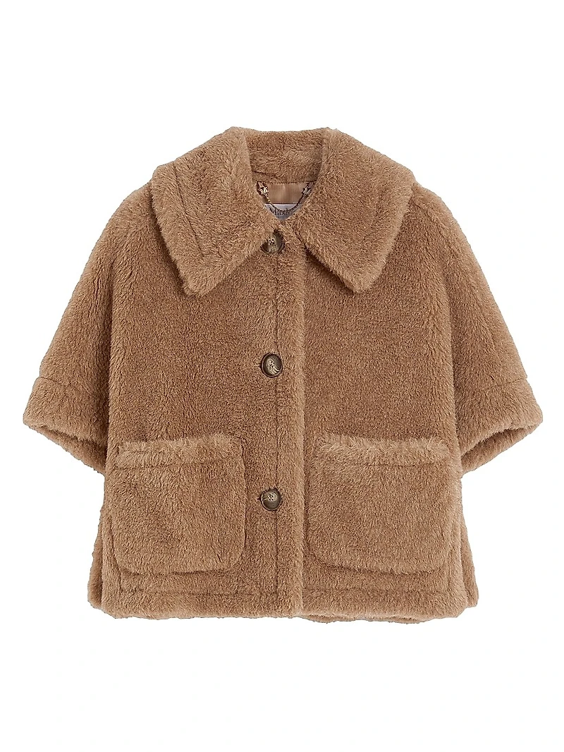 Boxy Cape Alpaca and Cashmere Teddy Fabric