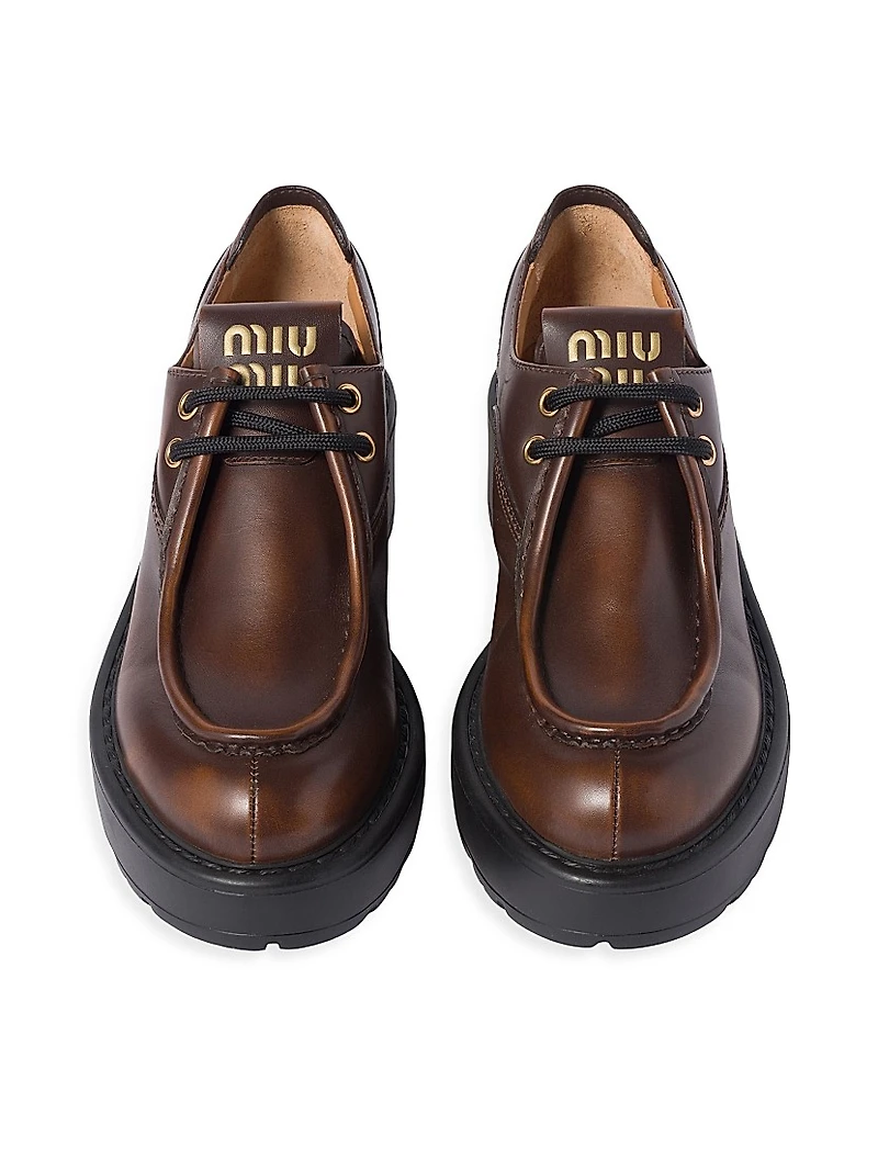 Laced Fumé Leather Loafers