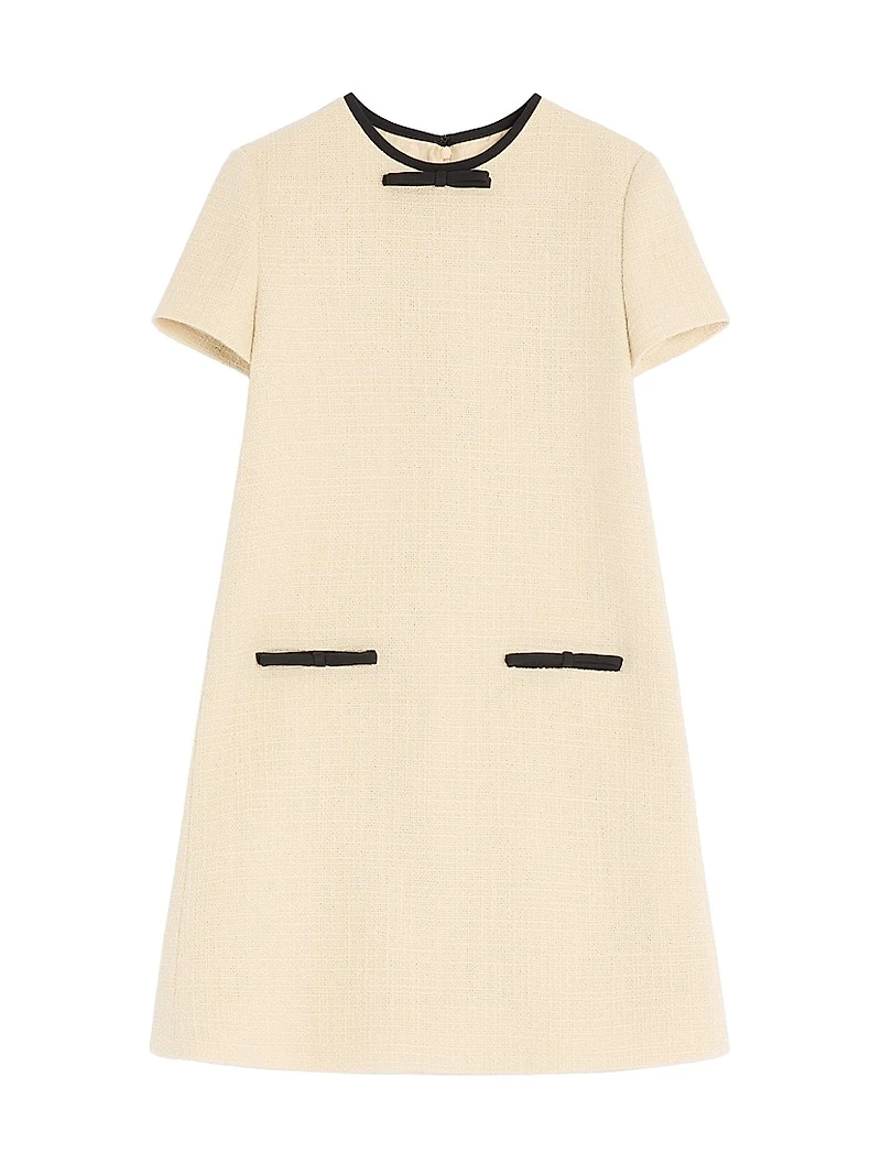Short Dress Plain Wool Tweed