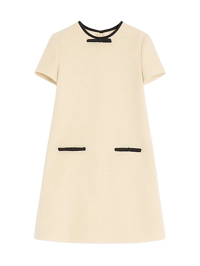 Short Dress Plain Wool Tweed
