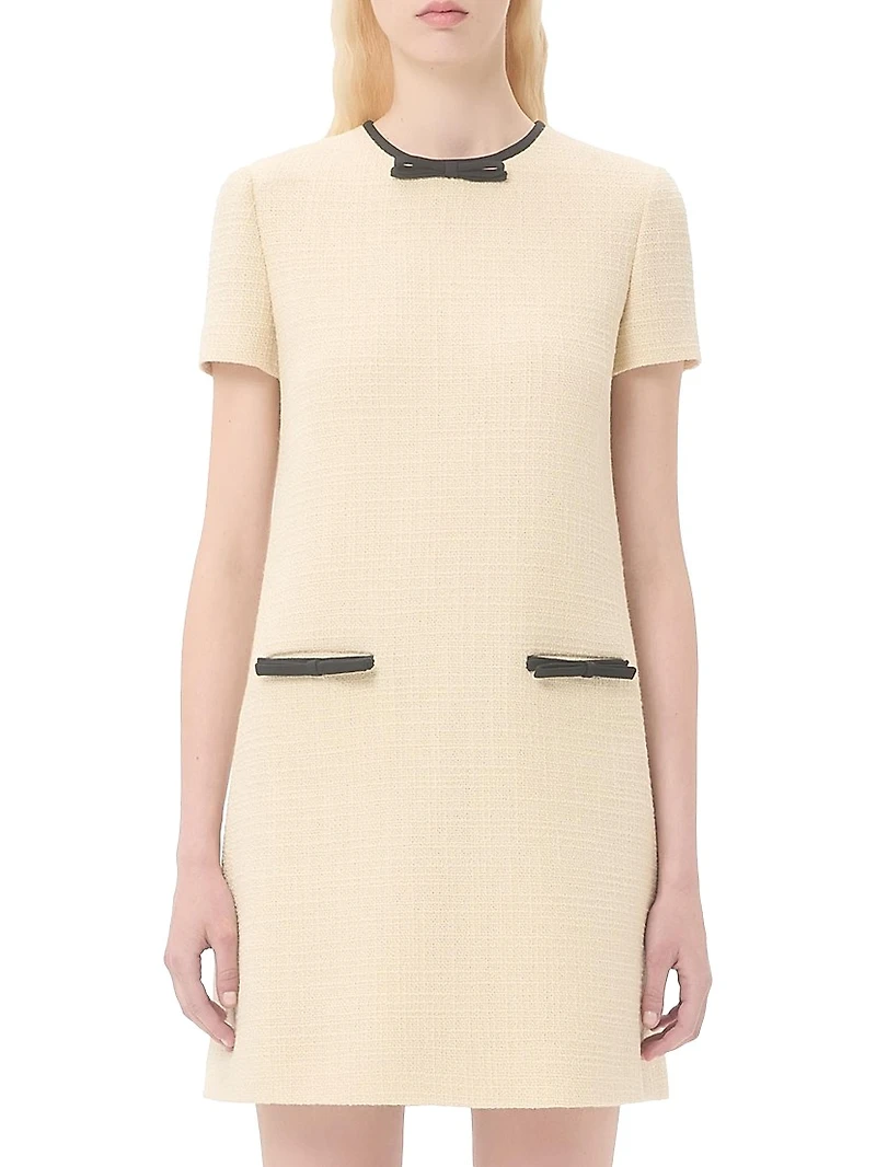 Short Dress Plain Wool Tweed