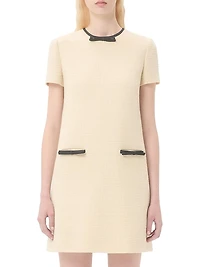Short Dress Plain Wool Tweed