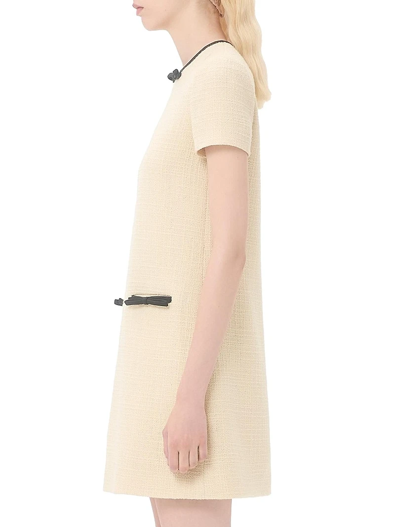 Short Dress Plain Wool Tweed