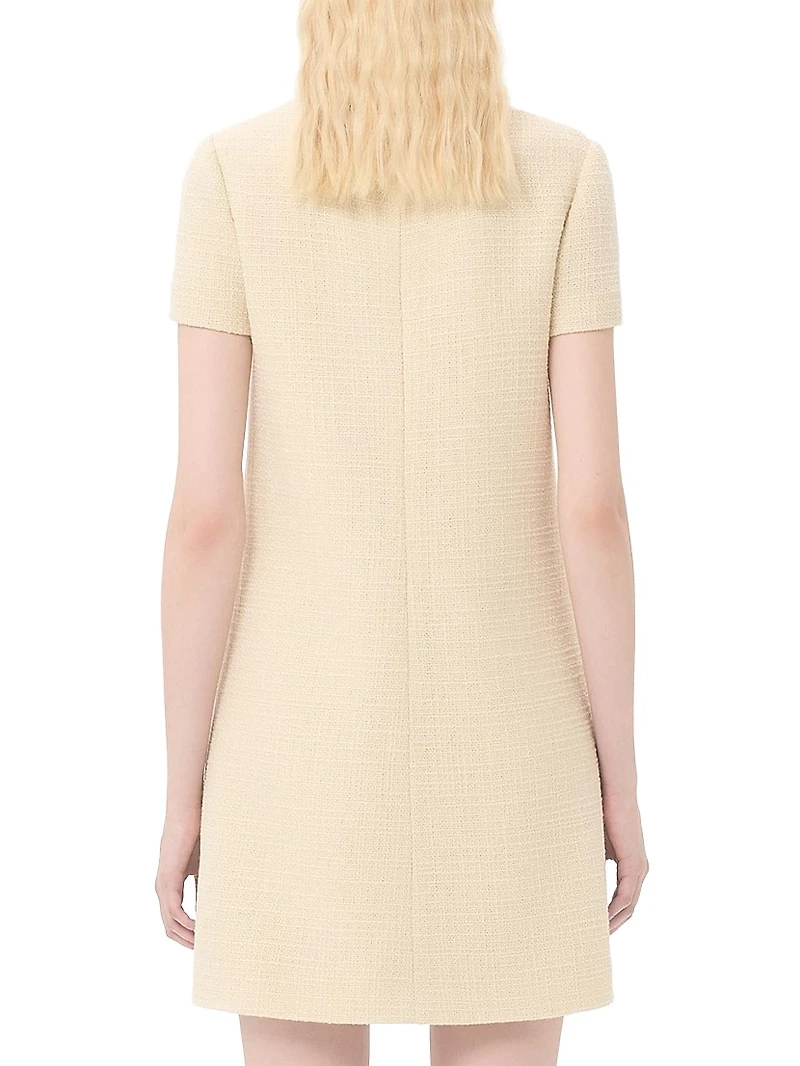 Short Dress Plain Wool Tweed