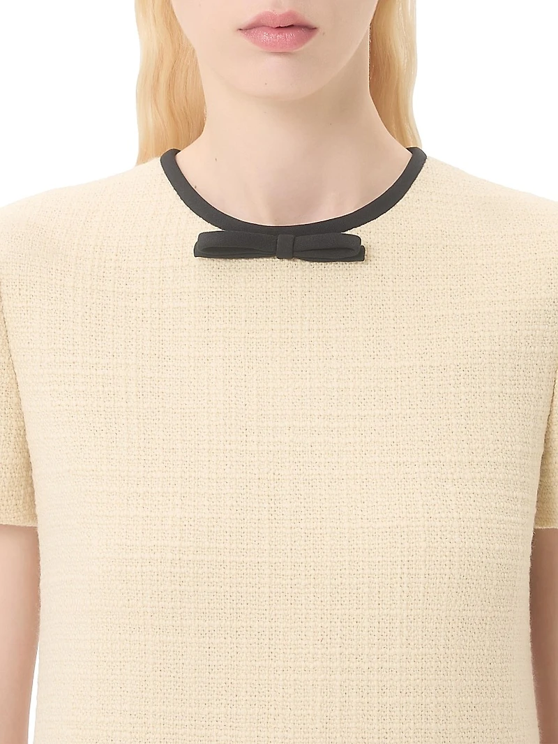 Short Dress Plain Wool Tweed