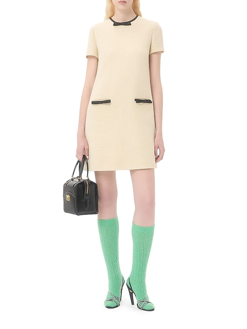 Short Dress Plain Wool Tweed