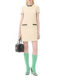 Short Dress Plain Wool Tweed