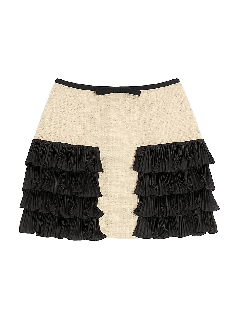 Short Skirt Plain Wool Tweed