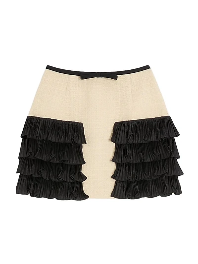Short Skirt Plain Wool Tweed