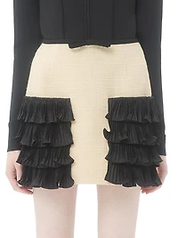 Short Skirt Plain Wool Tweed