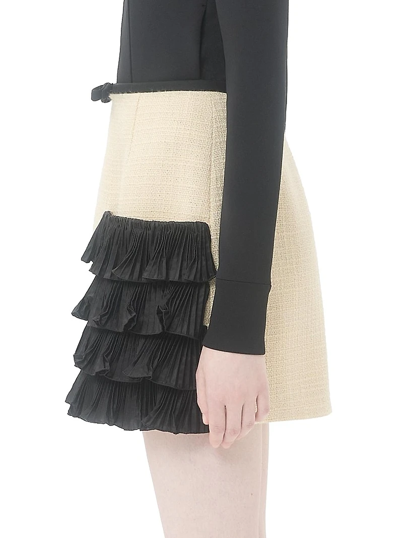 Short Skirt Plain Wool Tweed