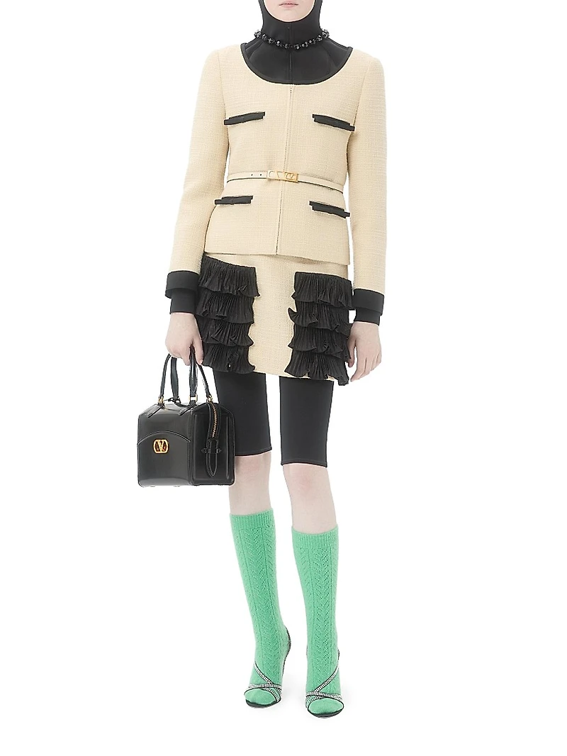 Short Skirt Plain Wool Tweed