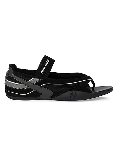 Gymnasium Technical Fabric Thong Ballerinas
