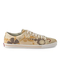 Laced Floral Print Canvas Sneakers