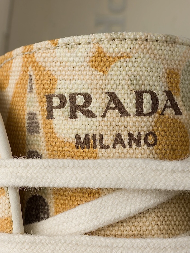 Laced Floral Print Canvas Sneakers