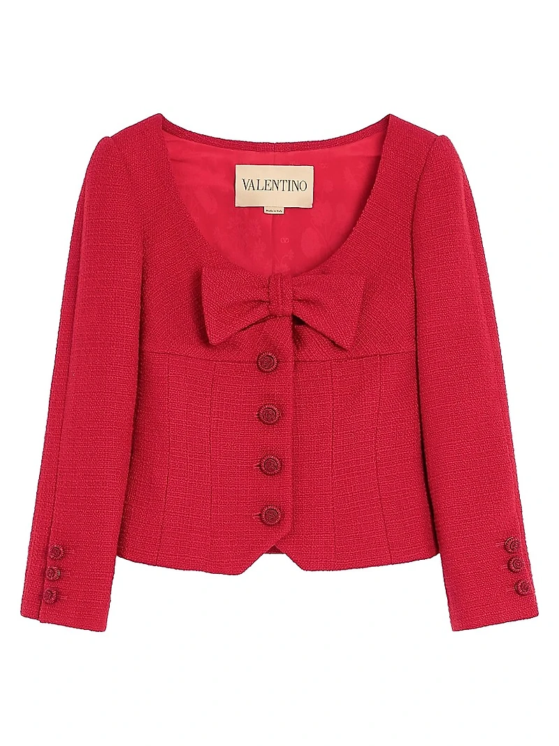 Short Jacket Plain Wool Tweed