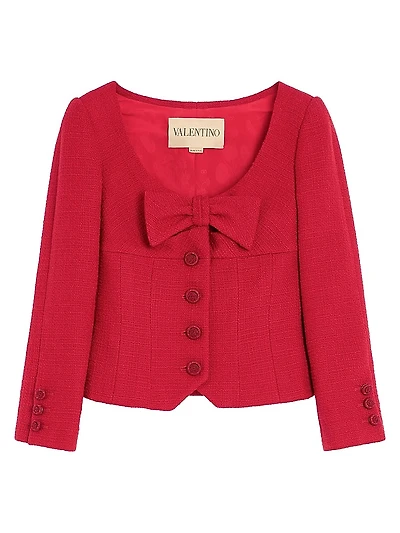 Short Jacket Plain Wool Tweed
