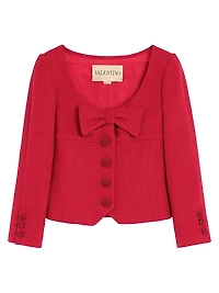 Short Jacket Plain Wool Tweed