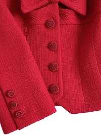 Short Jacket Plain Wool Tweed