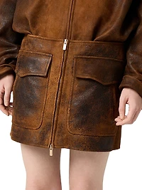 Waxed Suede Leather Mini-Skirt