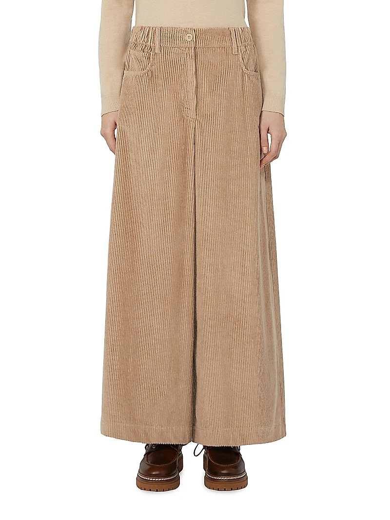 Cropped Cotton Velvet Trousers