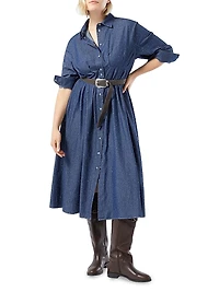 Long Dress Denim with Rhinestones