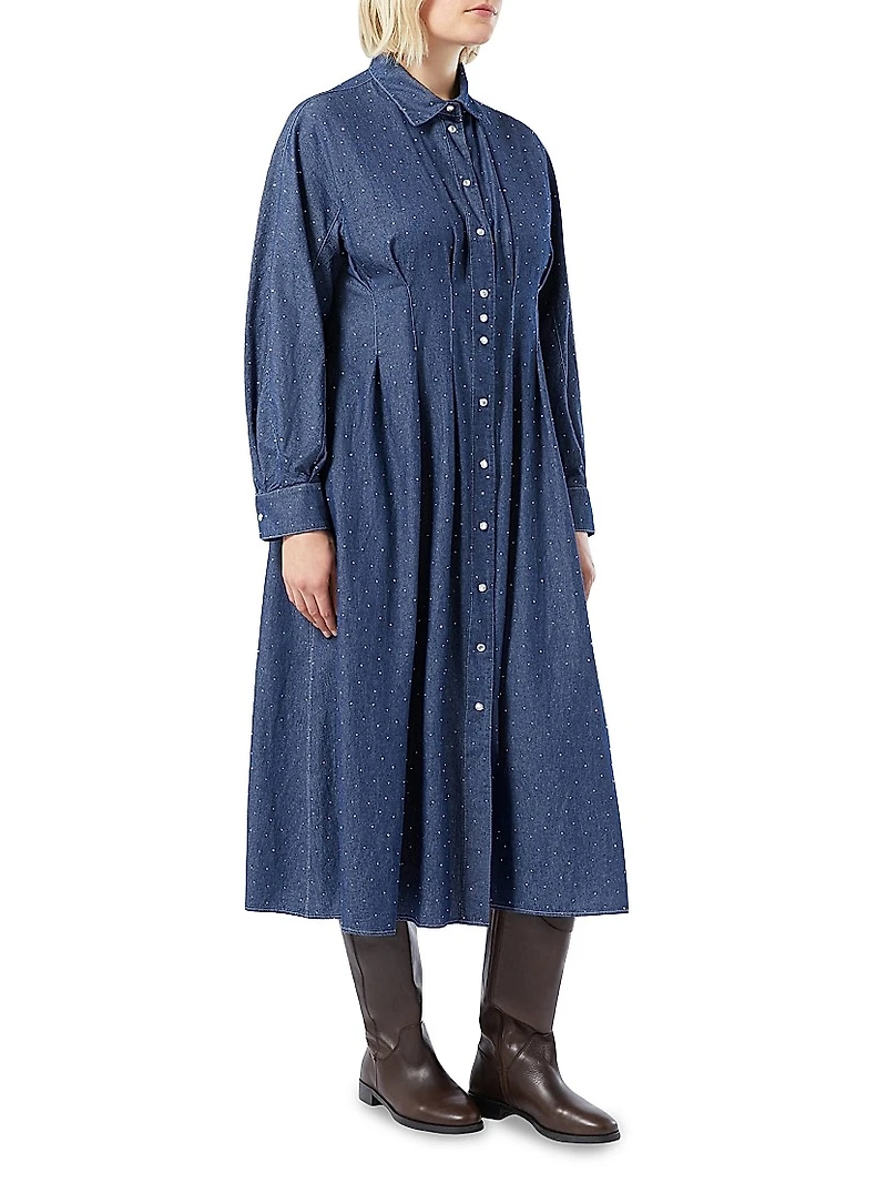 Long Dress Denim with Rhinestones