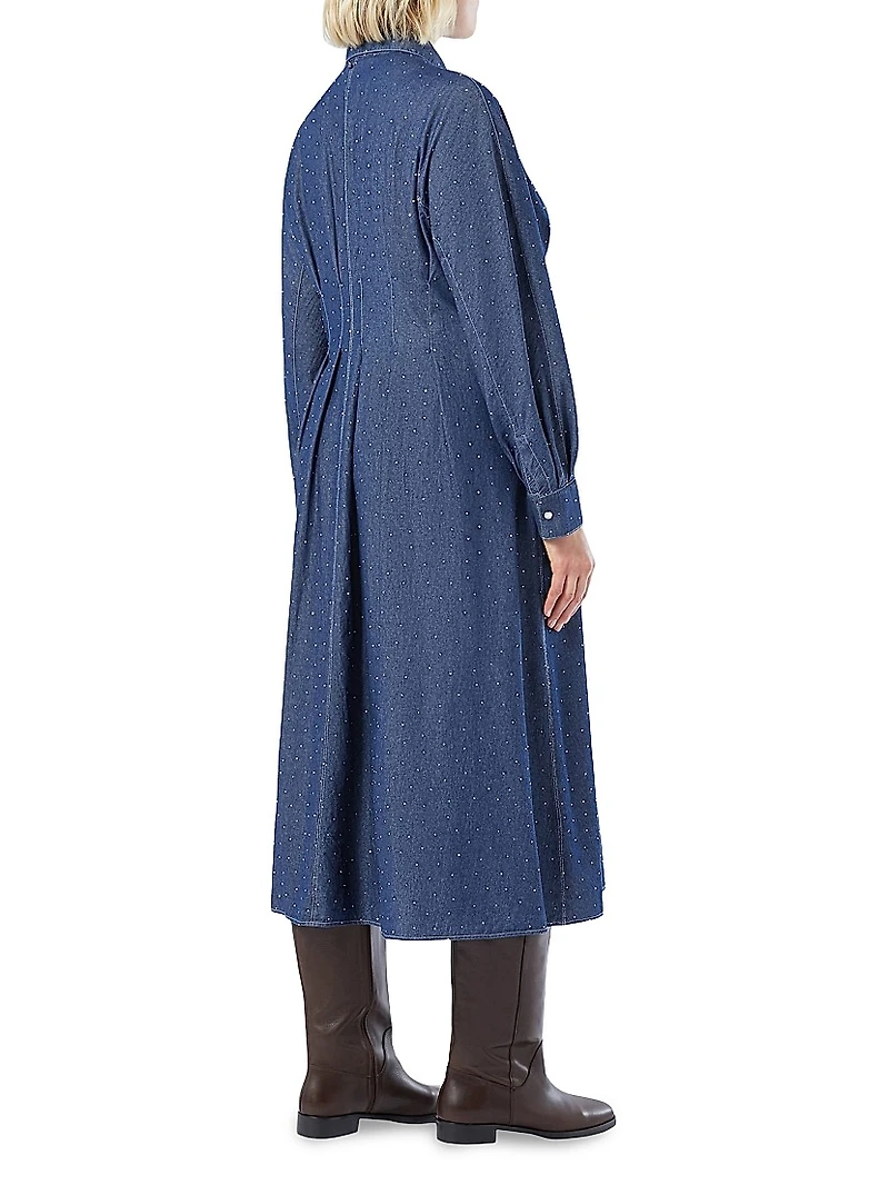 Long Dress Denim with Rhinestones