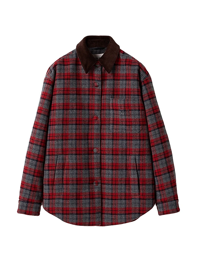 Medium-Weight Plaid Check Down Jacket