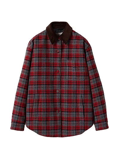 Medium-Weight Plaid Check Down Jacket