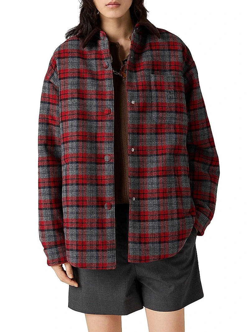 Medium-Weight Plaid Check Down Jacket