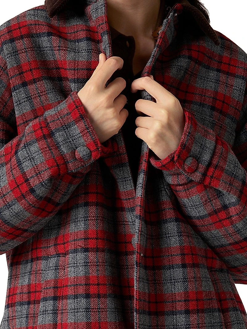 Medium-Weight Plaid Check Down Jacket