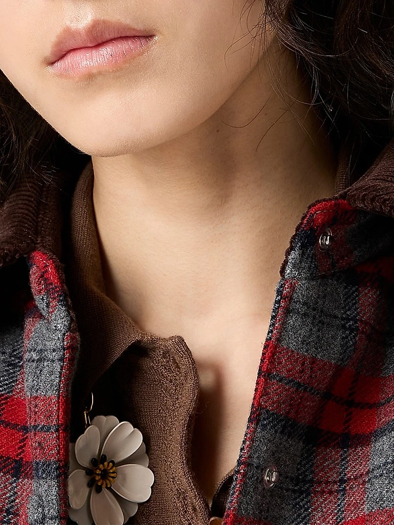 Medium-Weight Plaid Check Down Jacket