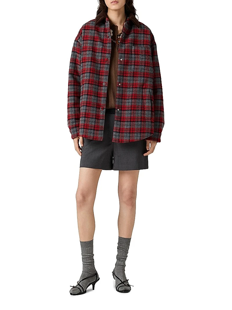 Medium-Weight Plaid Check Down Jacket