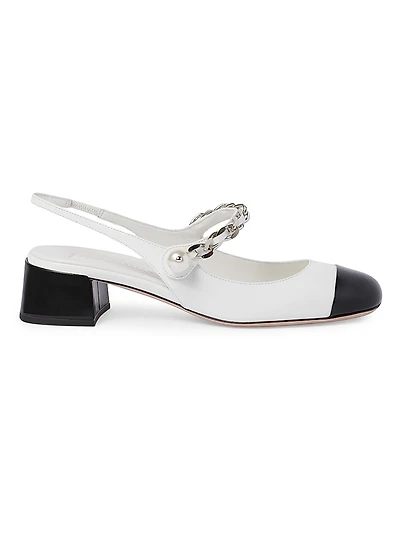 Two-Tone Patent Leather Slingback Pumps