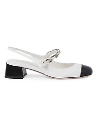 Two-Tone Patent Leather Slingback Pumps