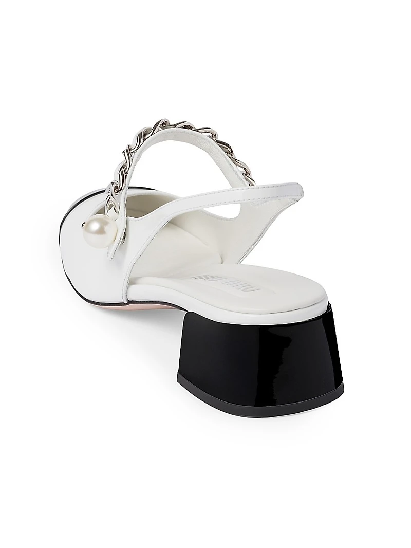 Two-Tone Patent Leather Slingback Pumps