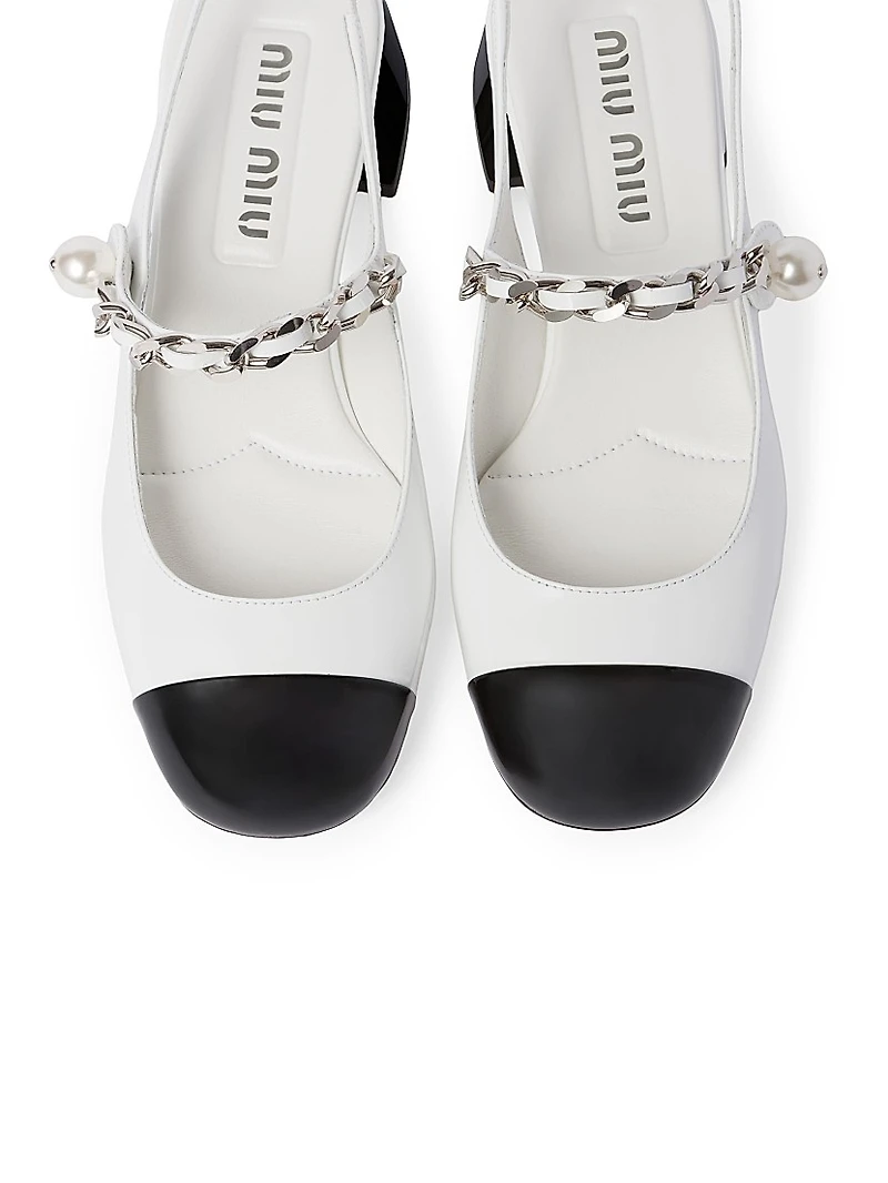 Two-Tone Patent Leather Slingback Pumps