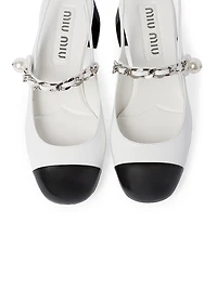 Two-Tone Patent Leather Slingback Pumps