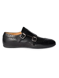 Calf Leather Brogue Shoe with Buckles