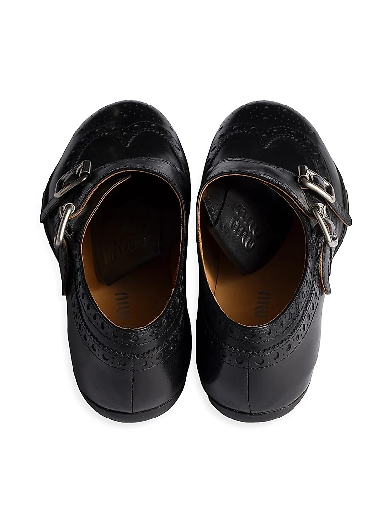 Calf Leather Brogue Shoe with Buckles