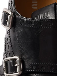 Calf Leather Brogue Shoe with Buckles