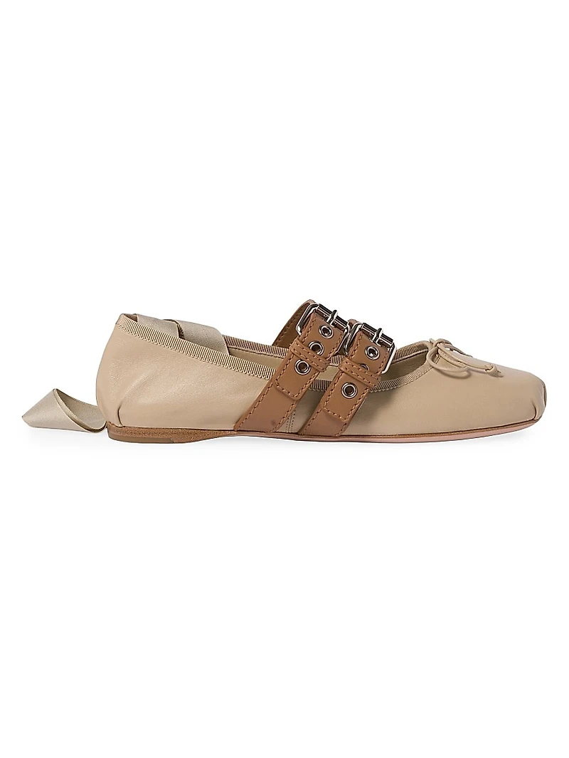 Nappa and Calf Leather Ballerinas