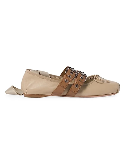 Nappa and Calf Leather Ballerinas