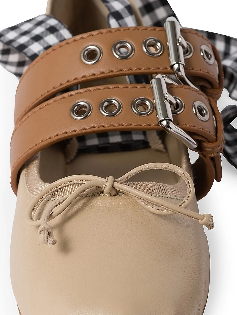 Nappa and Calf Leather Ballerinas