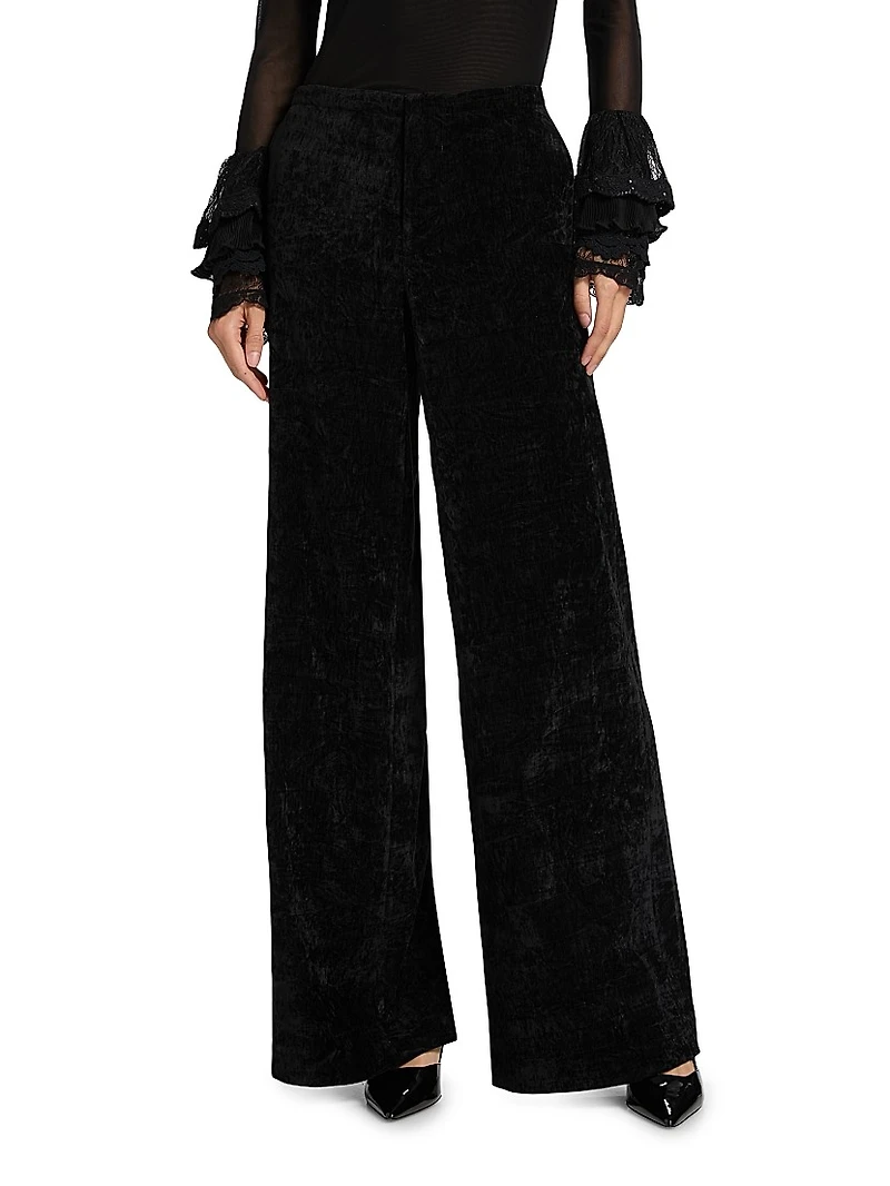 Conor Velvet Wide-Leg Trousers
